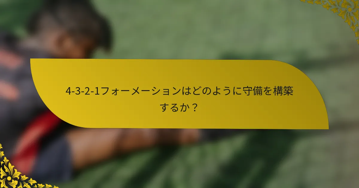 4-3-2-1フォーメーションはどのように守備を構築するか？
