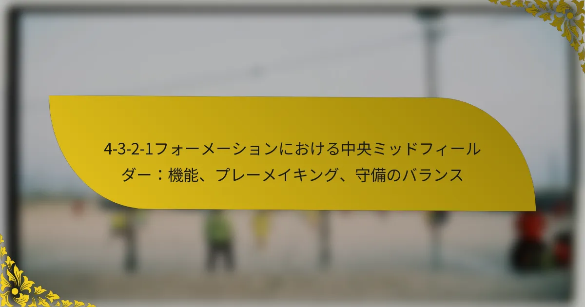 4-3-2-1フォーメーションにおける中央ミッドフィールダー：機能、プレーメイキング、守備のバランス